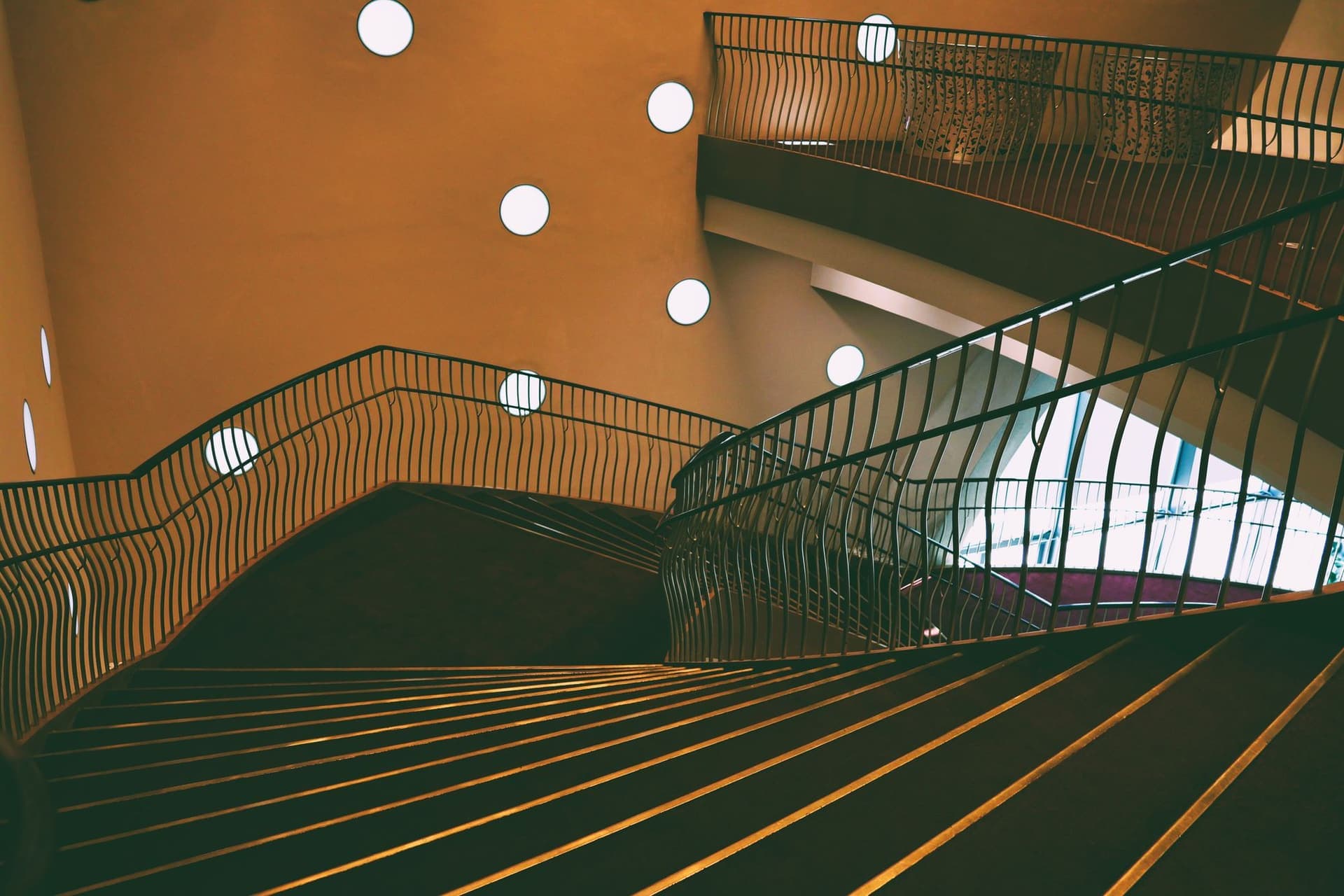 A curved staircase