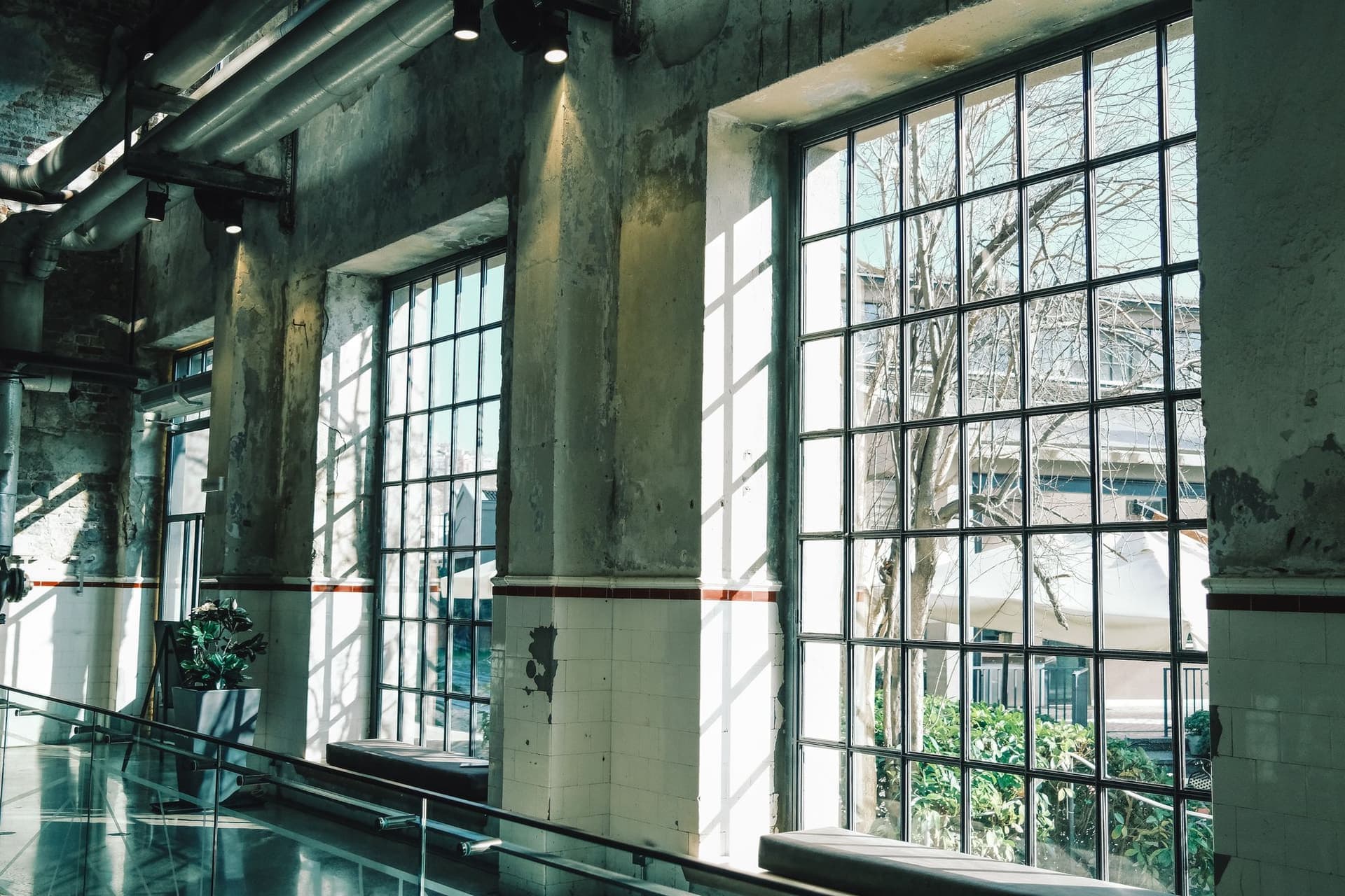Industrial windows of a retained shed