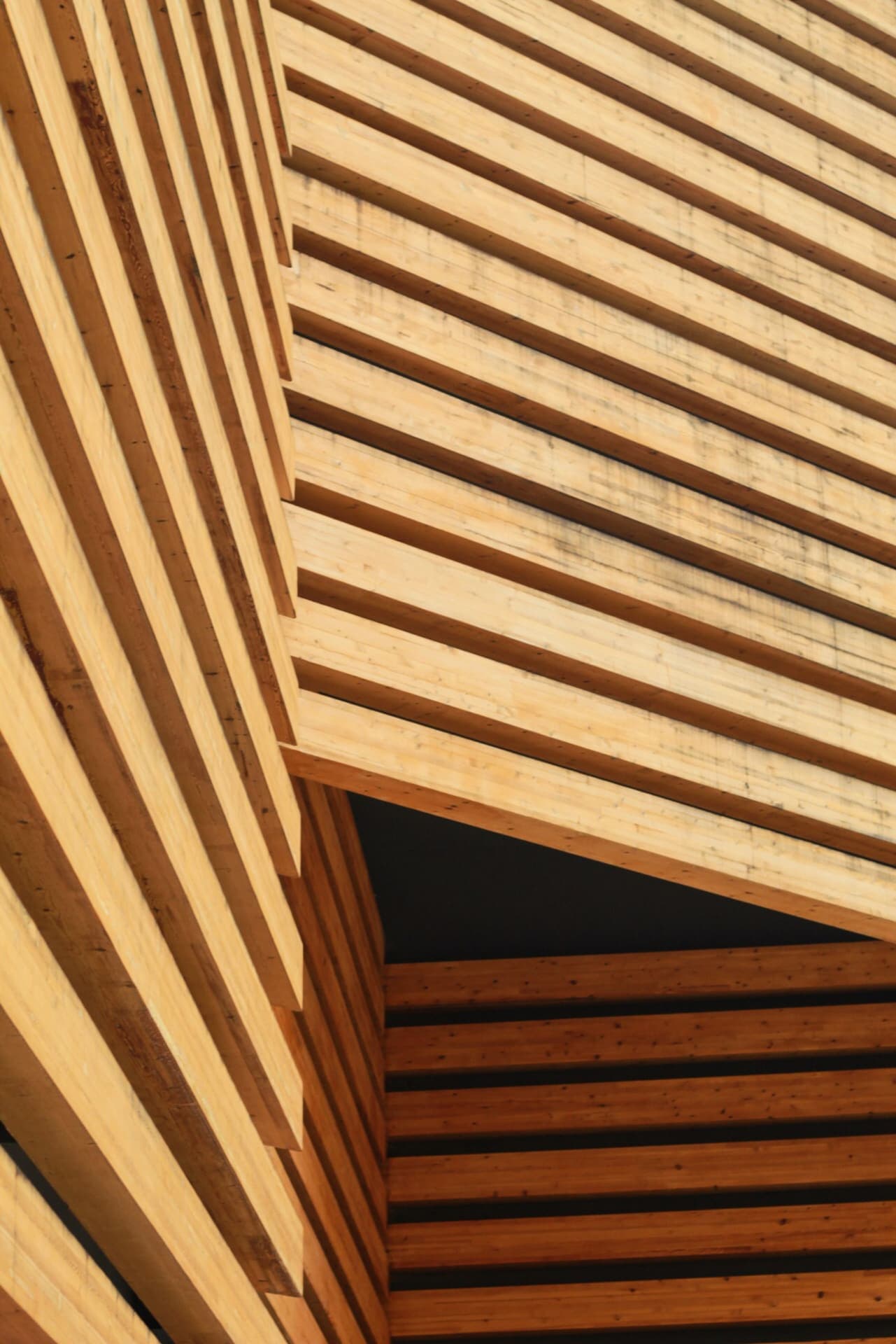 Glulam beams of the folded roof