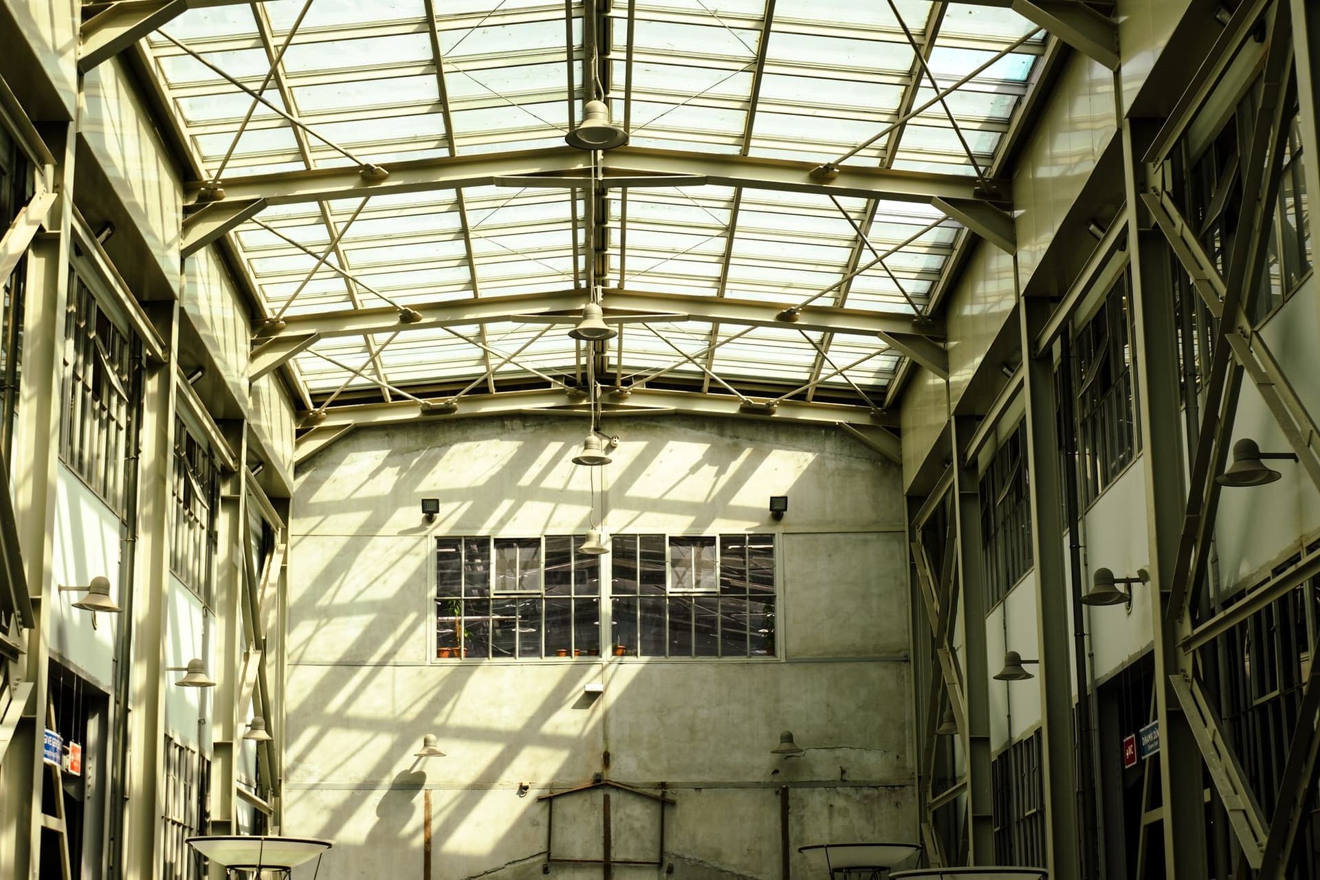 The top floor under the sawtooth roof