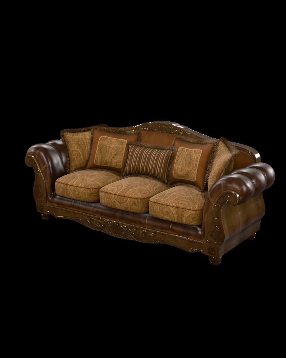 Wood and leather sofa